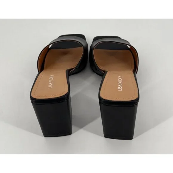 Lisa Vicky Womens Sandals Vital Black Nappa Open Toe Block Heel 9.5 - Picture 4 of 11
